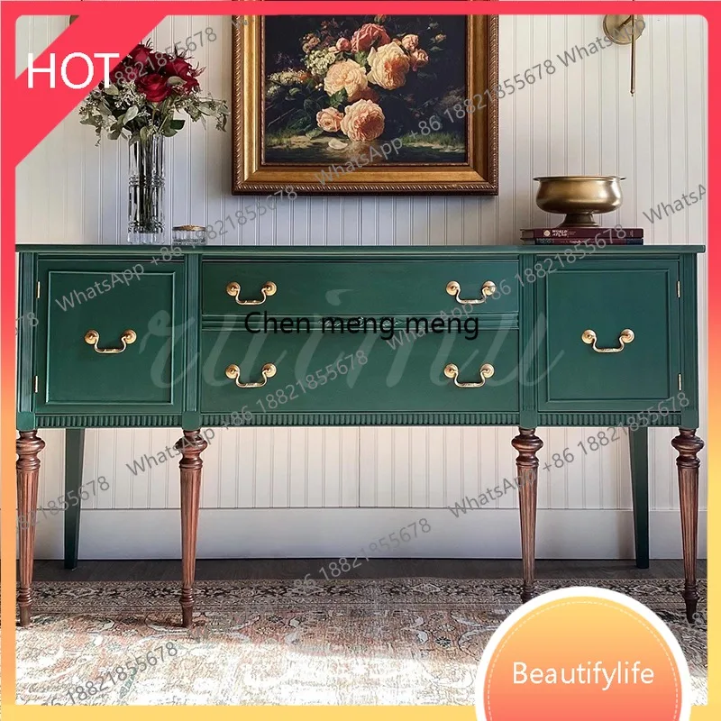 

D07 American solid wood porch cabinet, living room entrance partition cabinet, French country foyer locker