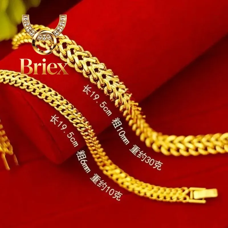 

Briex Jewelry Luxury 24K 9999 Pure Gold real gold 10MM 6MM Men and Women Snake Bone Bracelet