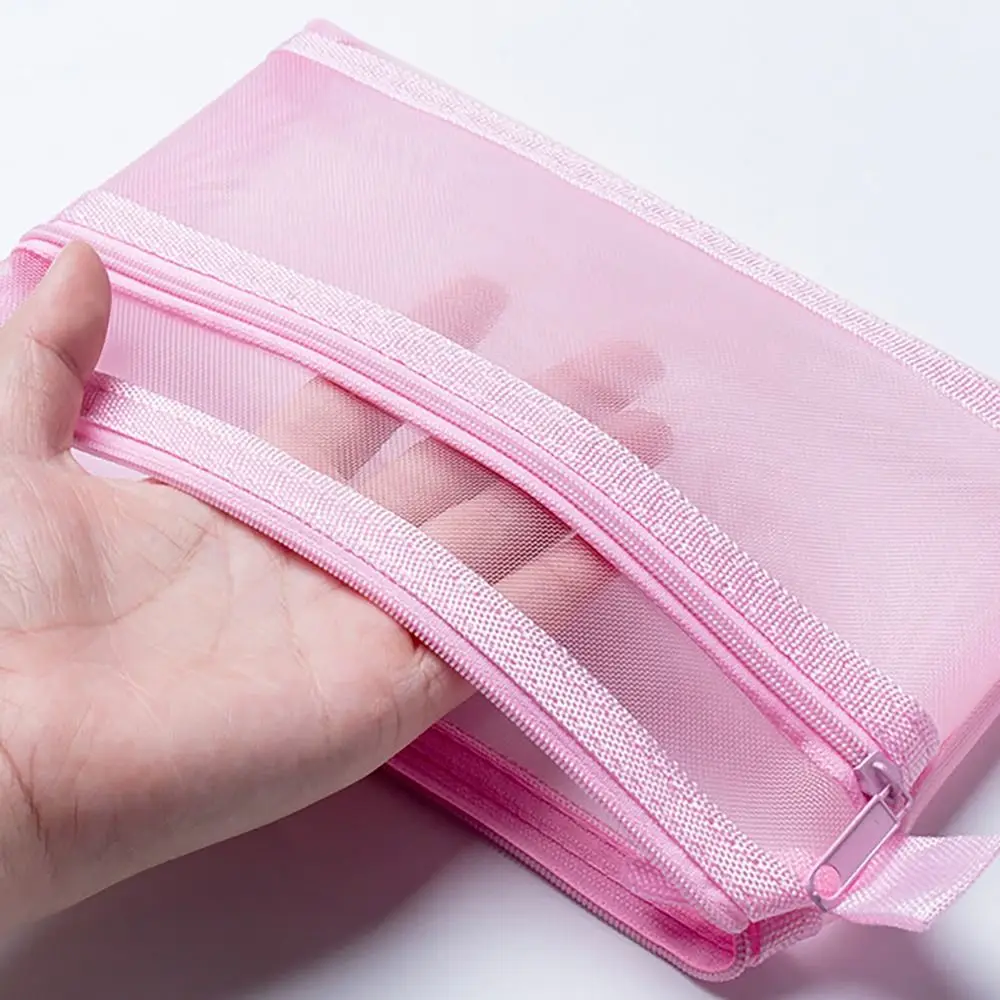 Tas Pensil Jala Dua Lapis 2024 Kapasitas Besar a6 Tas Jala Ritsleting Tas Pena Hadiah Pelajar