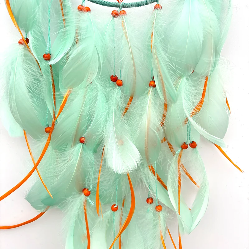 حلم الماسك الطبيعي المنسوجة يدويا الريش الرياح الدقات جدار المعلقات حفلة عيد ميلاد حلي معلقة ديكور المنزل الهدايا الروحية #5