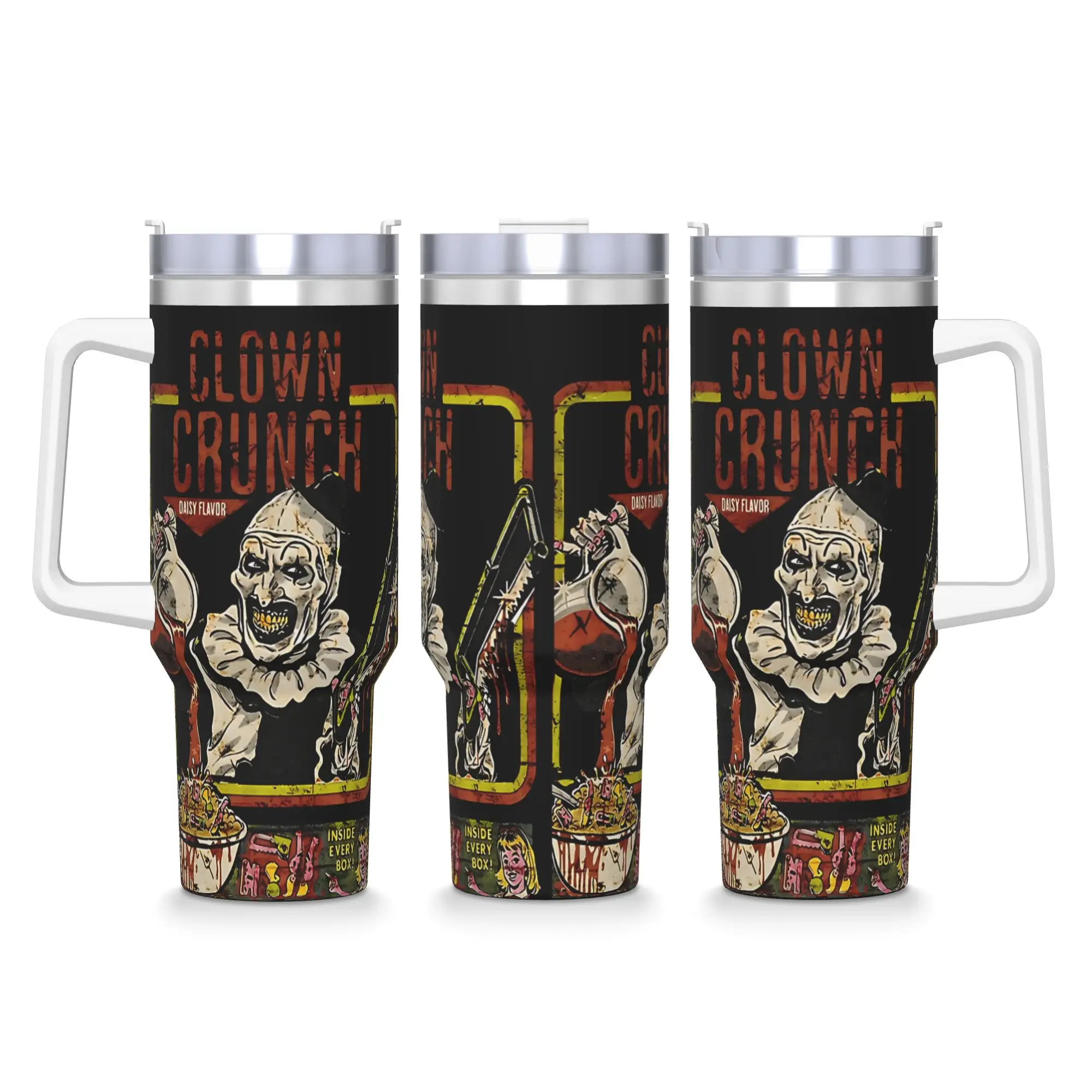 

Clown Crunch Terrifier Stainless Steel Tumbler Travel Thermal Mug With Straws and Lid Large Car Mugs Cold and Hot Water Bottle