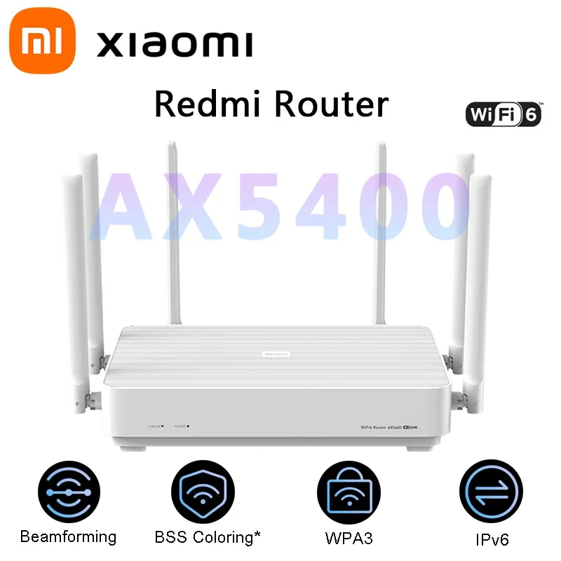 Xiaomi Redmi AX5400 Wifi Router Mesh System WiFi 6 4K QAM 160MHz High Bandwidth 512MB Memory for Home Work with Xiaomi App