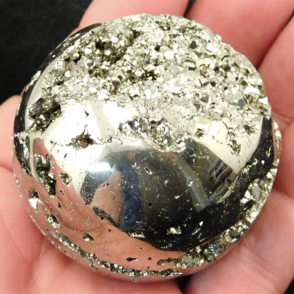 Natural Pyrite Geode Ball, Golden Iron Mineral Specimens, Crystals and Stones, Geode Gifts