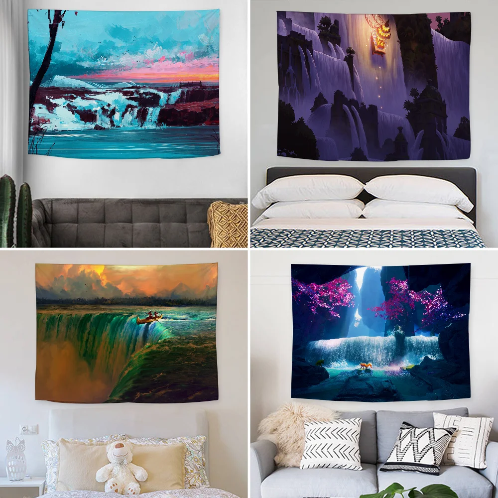 

Colorful Waterfall Tapestry Decoration party Background Hanging Cloth Bedroom Tapestry Room Decor Aesthetic