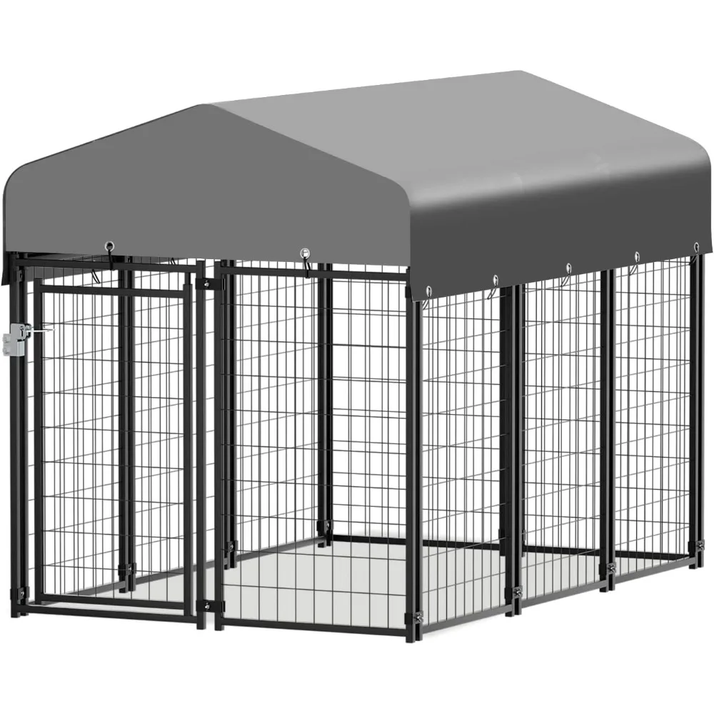 

Outdoor Medium Dog Kennel with Waterproof Cover, Outdoor Wire Dog Kennel Playpen Crate with Lockable Door for Small/Medium Dog,