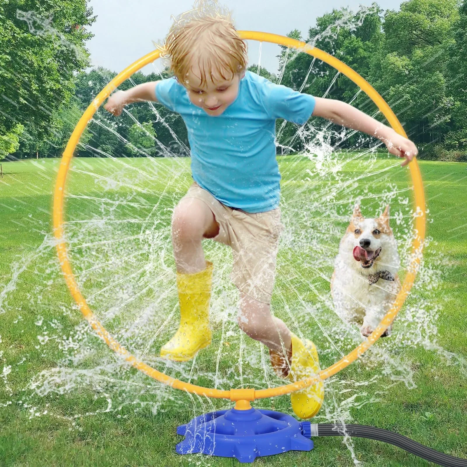 子供用散水器 360度スプラッシュ水回転ラウンド水スプレーおもちゃ裏庭屋外水遊び子供用ペット用