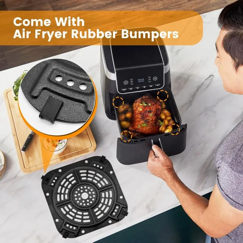 

Аксессуары для аэрофритюрницы AB43 для Ninja 5QT 4 в 1 Pro AF141, 8,5''x8,5'' — решетка-гриль, противень для жарки, решетка для хрустящих блюд