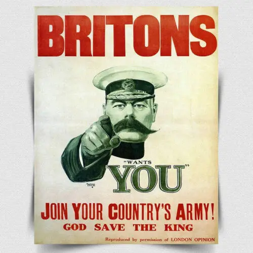 Lord Kitchener BRITONS WANTS YOU Army recruitment METAL Wall Sign Plaque poster