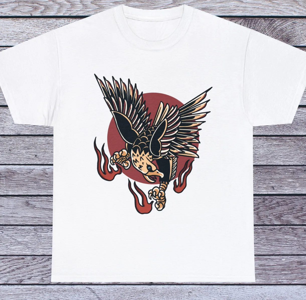 Vintage Old School Eagle T Shirt, Street City Motor Flag Tattoo Clothing