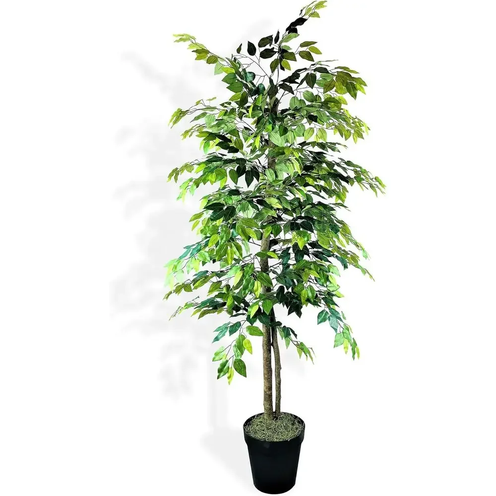 

6ft Artificial Tree in Black Plastic Pot - Realistic Wood Trunk, Pre-assembled, Low Maintenance Indoor Decorative Plant