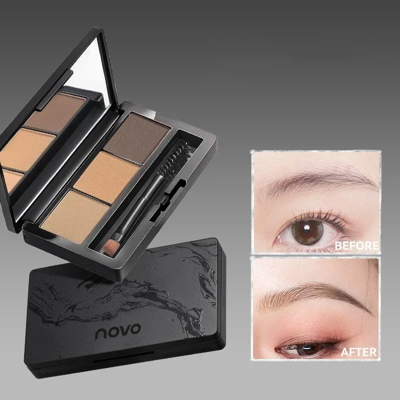 3 Colors Eyebrow Powder Palette Makeup Smoky Grey Coffee Brows Powder Waterproof Natural Brow Enhancers Professional Brow Pencil