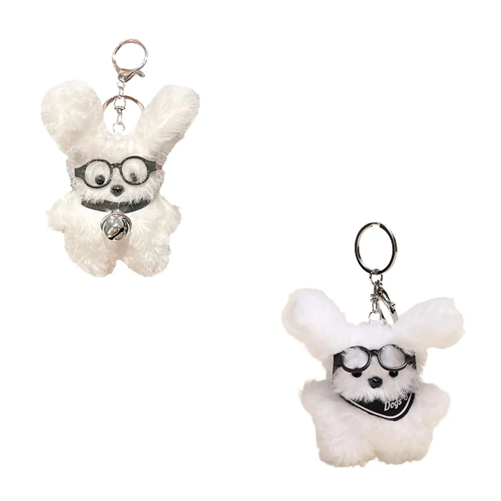 Glasses Puppy Plush Keychain Practical Gift Stuffed Bag Hanging Ornament Stylish Cute Dog Doll Keychain for Wallet Backpack Kids