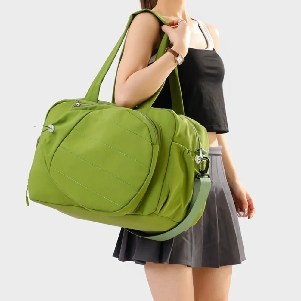 Large Capacity Tennis Racket Bag Solid Color Multi-functional Tennis Crossbody Bag Adjustable with Shoe Compartment