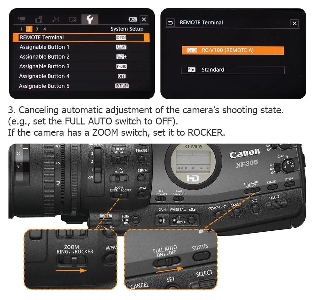 ZC-5 Funk-Camcorder-Fernbedienung für Canon-Videokamera G70 G60 G50 XF705 XF605 XF405 C80 C700 XA75 XA70; Ersetzen Sie Canon RC-V100 – Detail 13