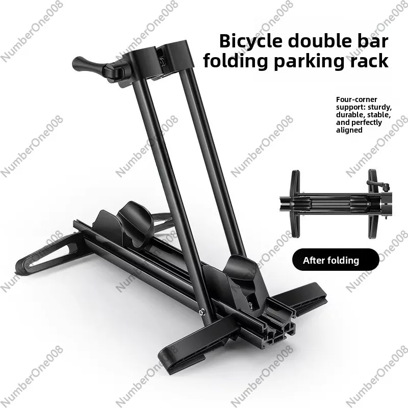 Double Pole Bicycle Parking Rack, Heavy Duty Floor Standing Bike Repair Stand,Support for Mountain&Road Bike Indoor Home Display
