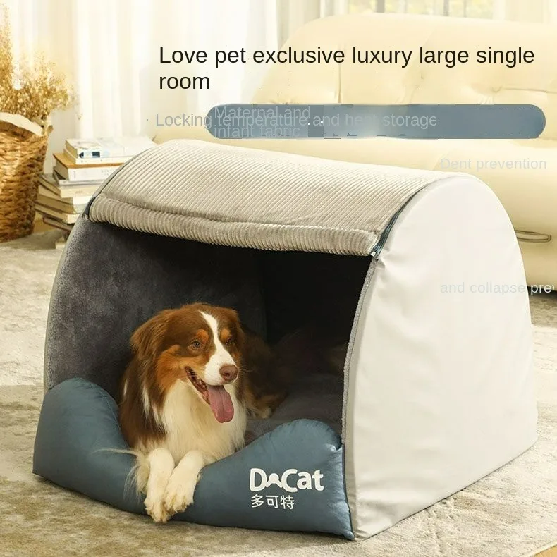 Semi-enclosed Kennel Medium and Large Dog Removable and Washable Oversized Kennel Tent Winter Warm Pet Supplies Accessories