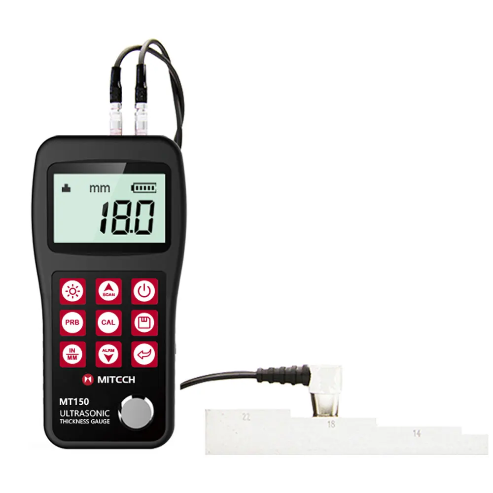 MT150 Digital Ultrasonic Thickness Guage For plastic, ceramic glass ultrasonic conductors precise measurement tester 0.75~300mm