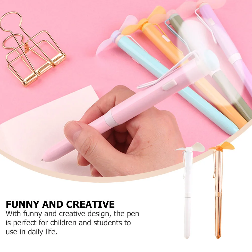 2 قطعة قلم حبر جاف معدني كهربائي محمول باليد شفرة مروحة صغيرة قلم الكتابة لطلاب المدارس المكتبية لوازم مكتبية