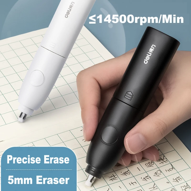 DELI Electric Eraser Kawaii Mechanical Pencil Eraser for Kids Office School Painting Art Supplies With Soft Rubber Refill 5mm