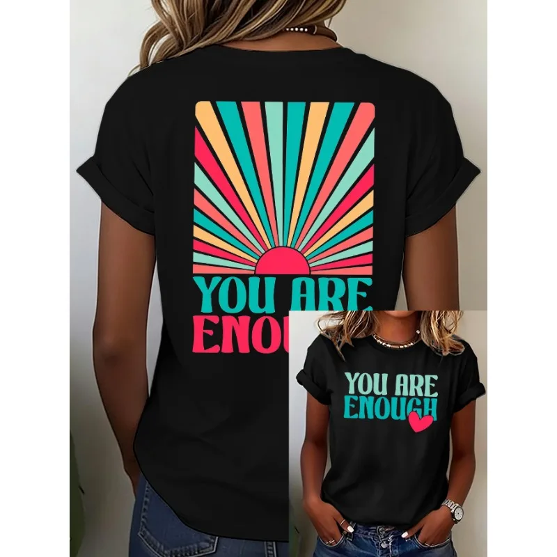 ilstile Women's Mental Health Print T-Shirts Short Sleeve  O Neck Female clothing Summer White Tops Casual Tees New Arrival