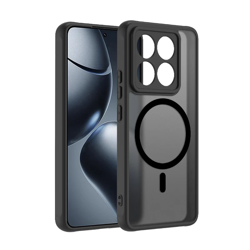 For Magsafe Magnetic Frosted Translucent Phone Case for Xiaomi 17 Pro Max 15 14T Pro 15 Ultra Shockproof Protection Black Cover