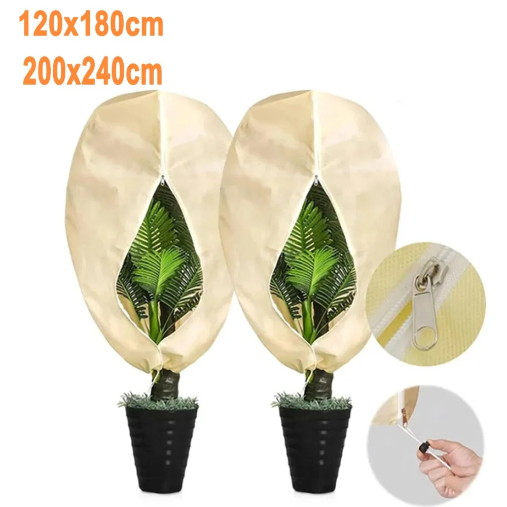 Coperture protettive beige per piante, scudi termici invernali con cerniera e cordino per piante da giardino e ortaggi – Giardino durevole