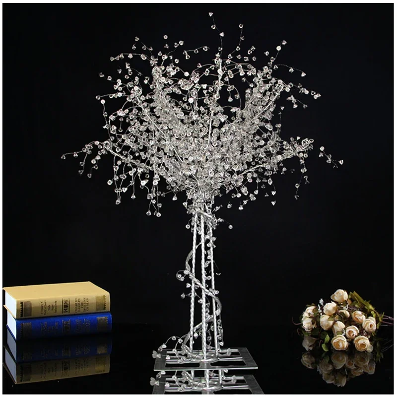 4PCS Romantic Crystal Tree Stand Luxury Wedding Table Centerpieces Props With Light Stage Party Welcome Walkway Hall Backdrops