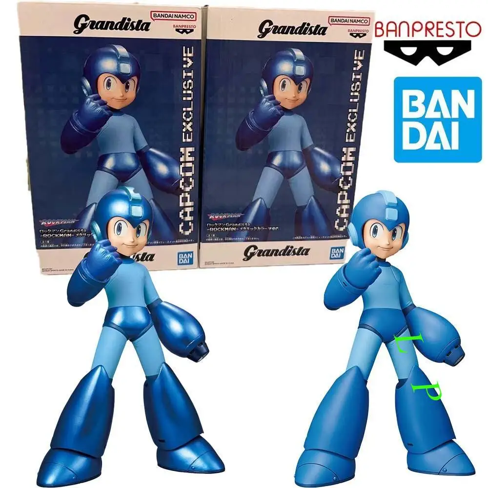 

В наличии Оригинальная фигурка BANDAI Banpresto Grandista Mega Man Series ROCKMAN Metallic Color, аниме-модель, подлинная, в коробке