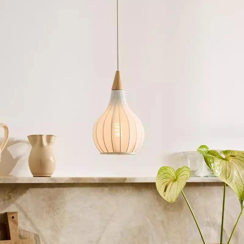 

Nordic Cloth Fabric E27 Pendant Lights Dining Room Kitchen Bar Loft Lustre Chandeliers Lighting Bedroom Hanging Lamps Fixtures