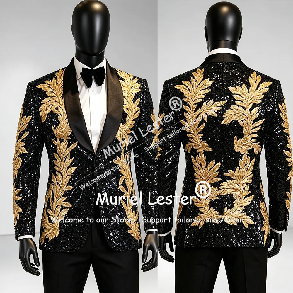 Men Formal Wear Wedding - Błyszczący, cekinowy garnitur męski do ślubu,