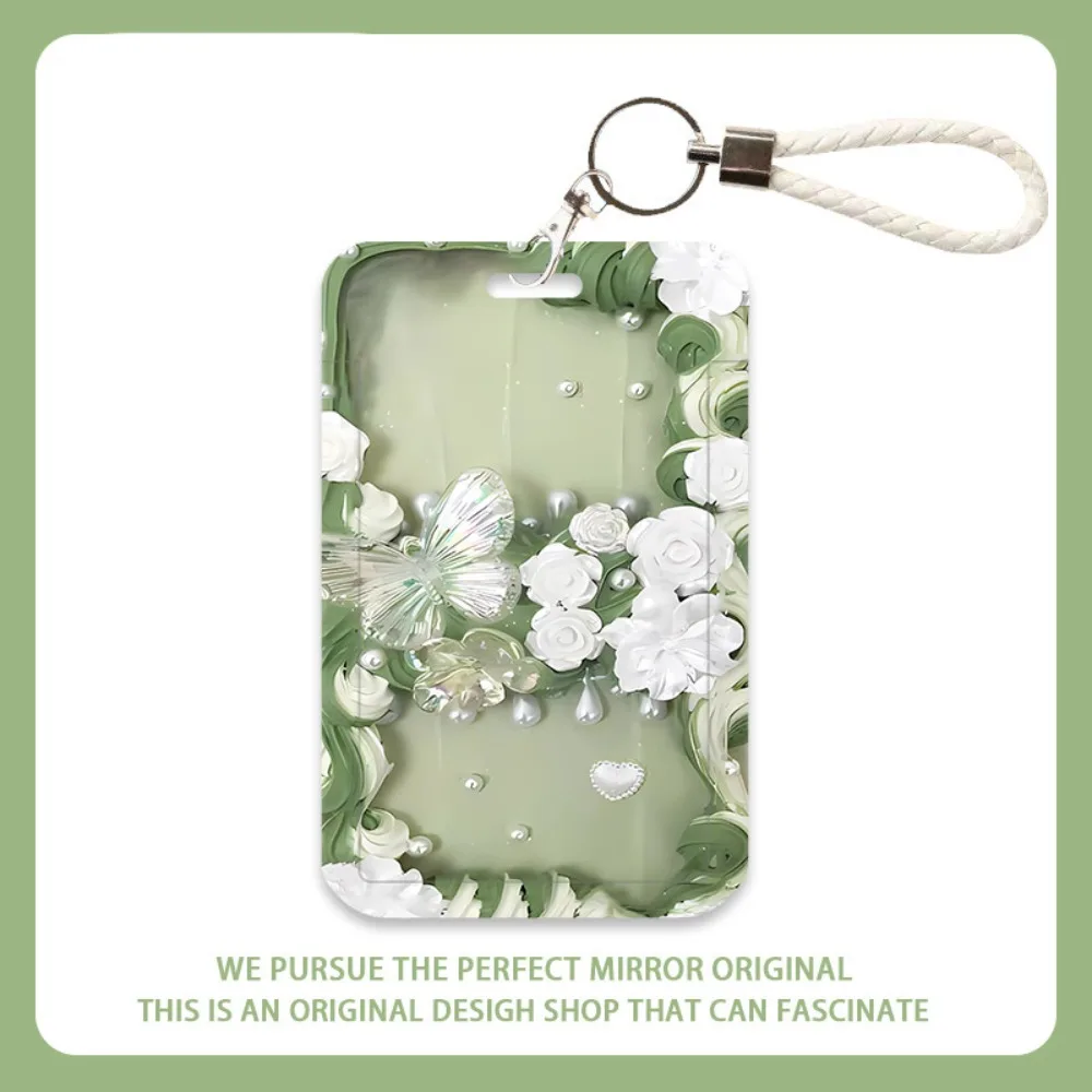 Card Protectors Vintage Flower Card Case Flower Butterfly Flowe Bus Card Cover Case Plastic Blue Romantic Butterfly Card Holder
