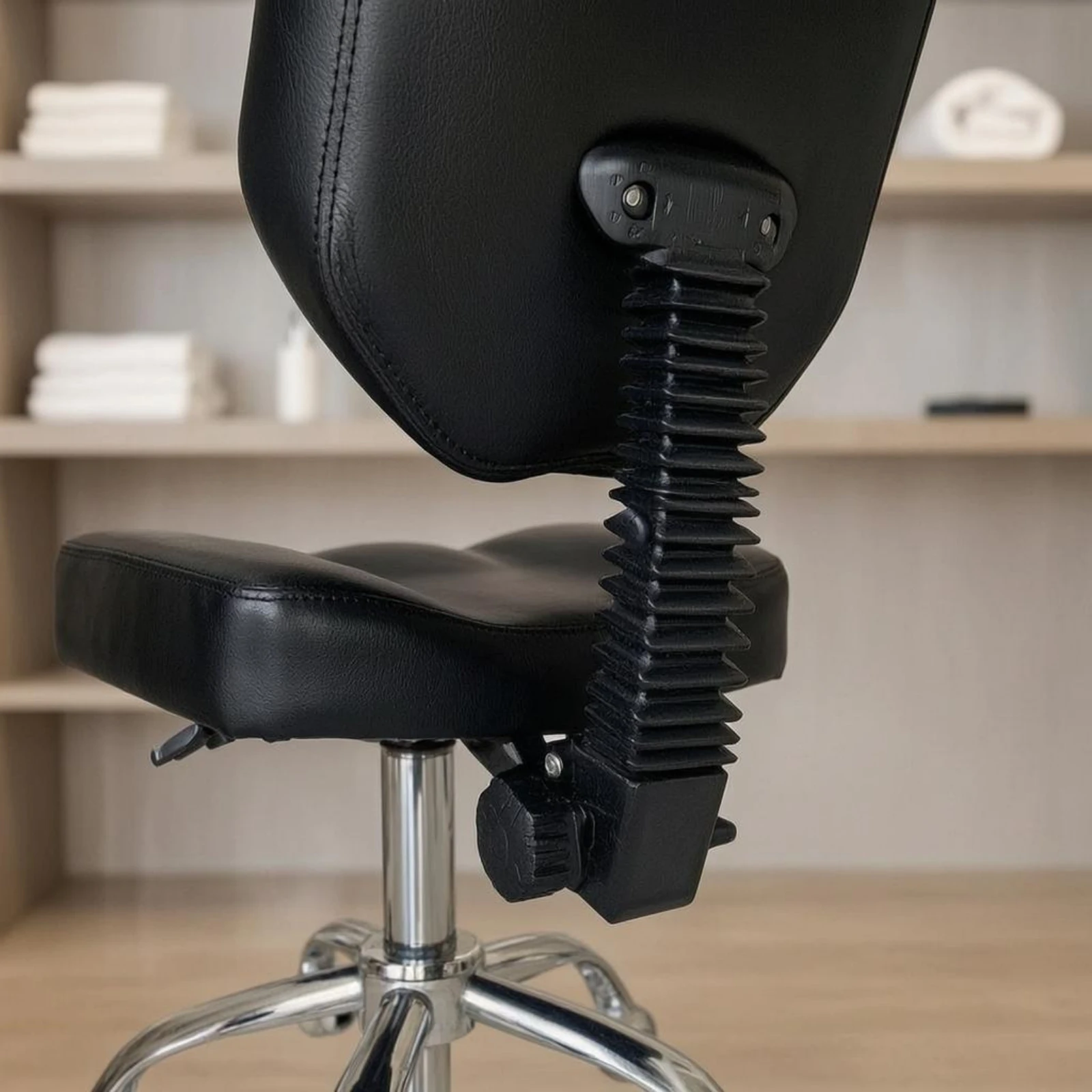 fauteuil-pivotant-noir-rembourre-avec-base-chromee-reglable-en-hauteur-design-moderne-et-ergonomique