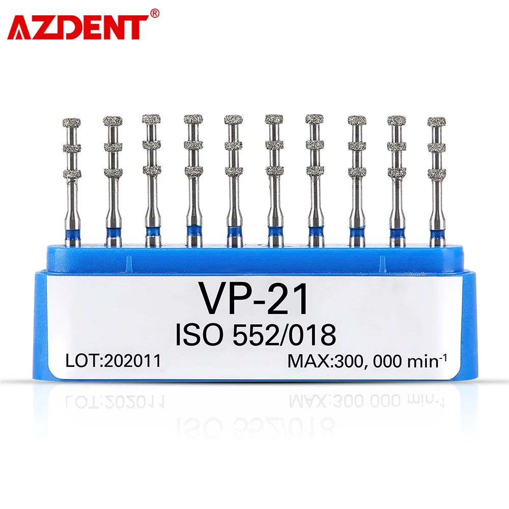 

AZDENT Dental FG Diamond Burs For High Speed Handpiece Medium Grit 1.6mm VP-21 Depth Marking