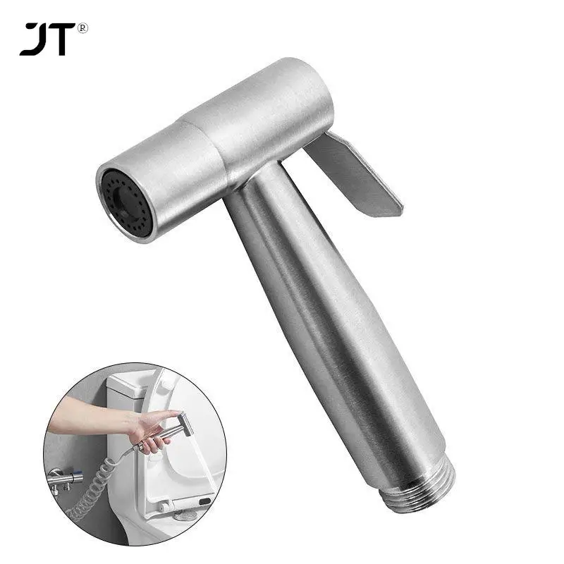 Toilet Sprayer Gun Stainless Steel Hand Bidet Faucet Bathroom Hand Shower Head Self Cleaning Bathroom Fixture