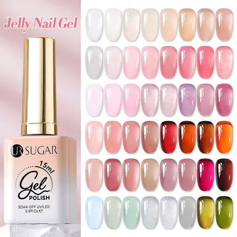 UR SUGAR 15ml Jelly Nude Gel Nail Polish Light Pink Translucent Color Soak Off UV LED Gel Varnish Nail Art DIY Fashion Manicure