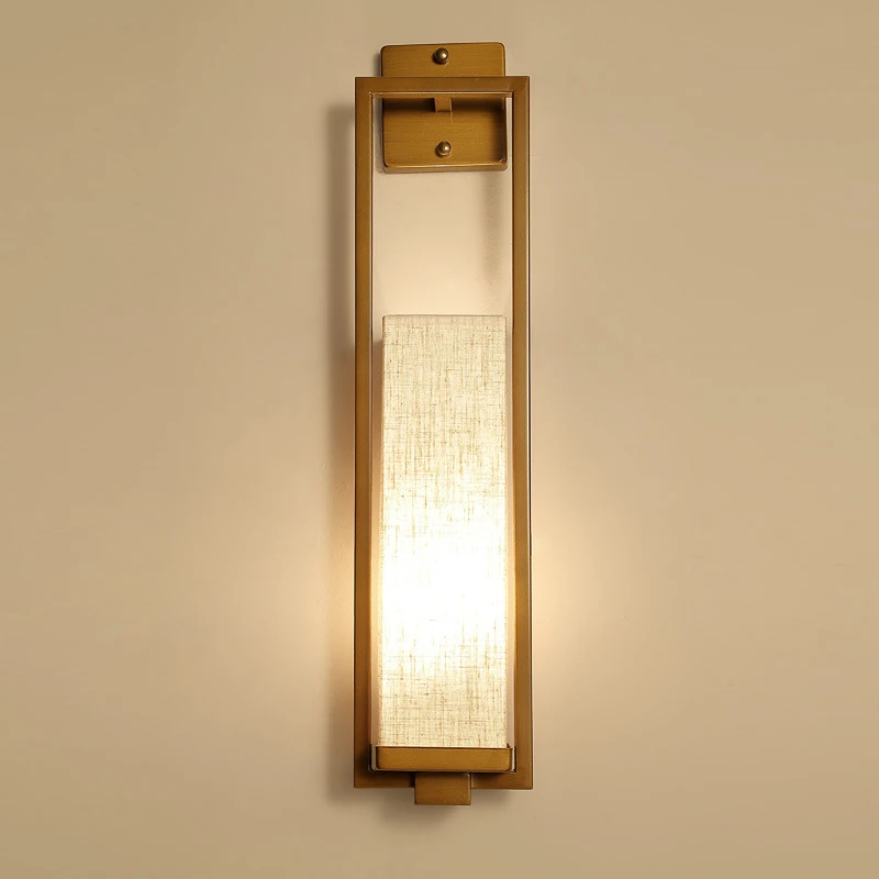 

Chinese-Style Wall Lamps, Living Room Lamps, Chinese-Style Bedroom Bedside Long Wall Lamps, Bronzed Classical Hotel Room Corrido