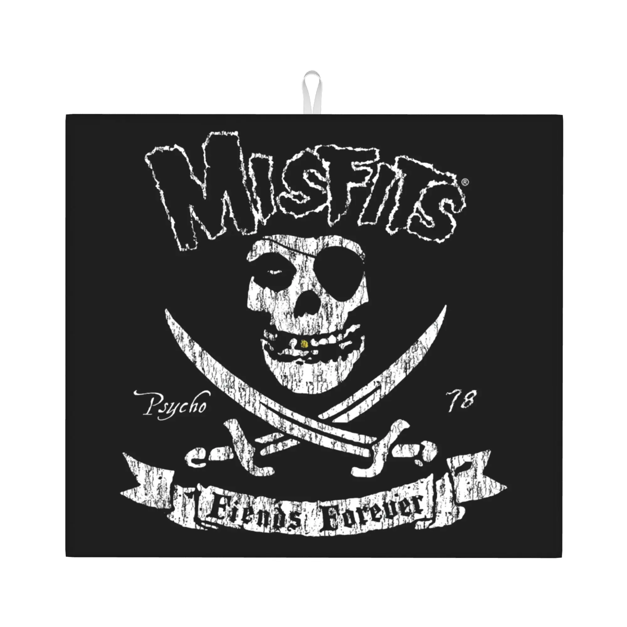 Misfits Punk Rock Band Drying Mat For Kitchen Waterproof Non‑Slip Oil Proof Reusable  Bathroom Countertop Protector Mat