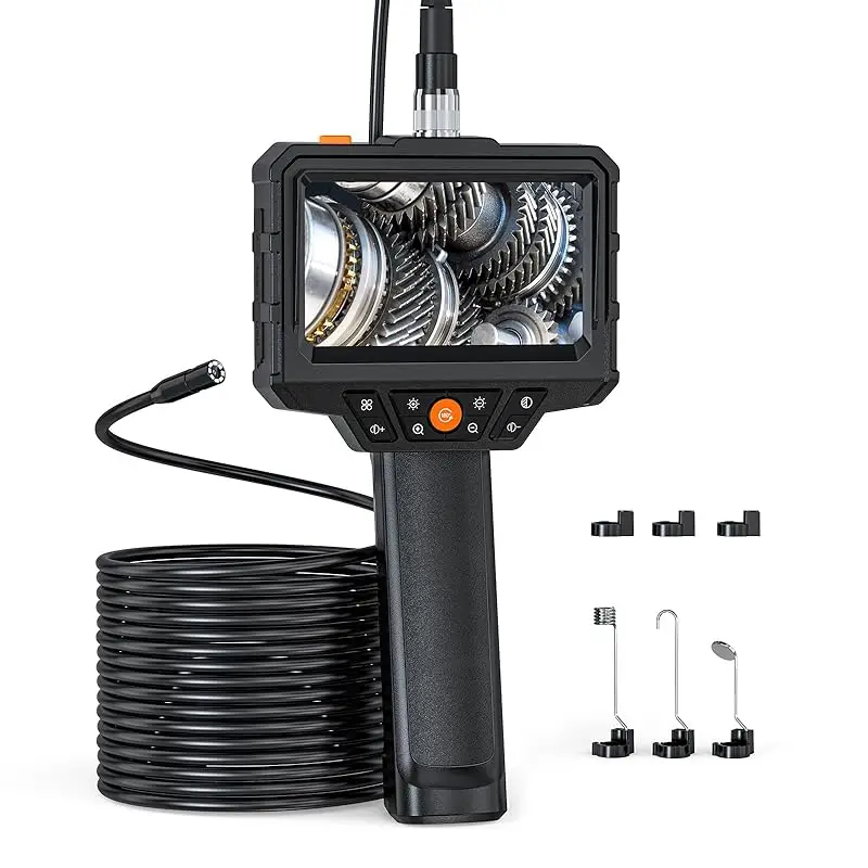 Handheld Endoscope Camera with 4.3 Inch HD 1080P IP67 Waterproof Car Inspection Borescope 8Leds for Pipe Sewer Inspection Tools