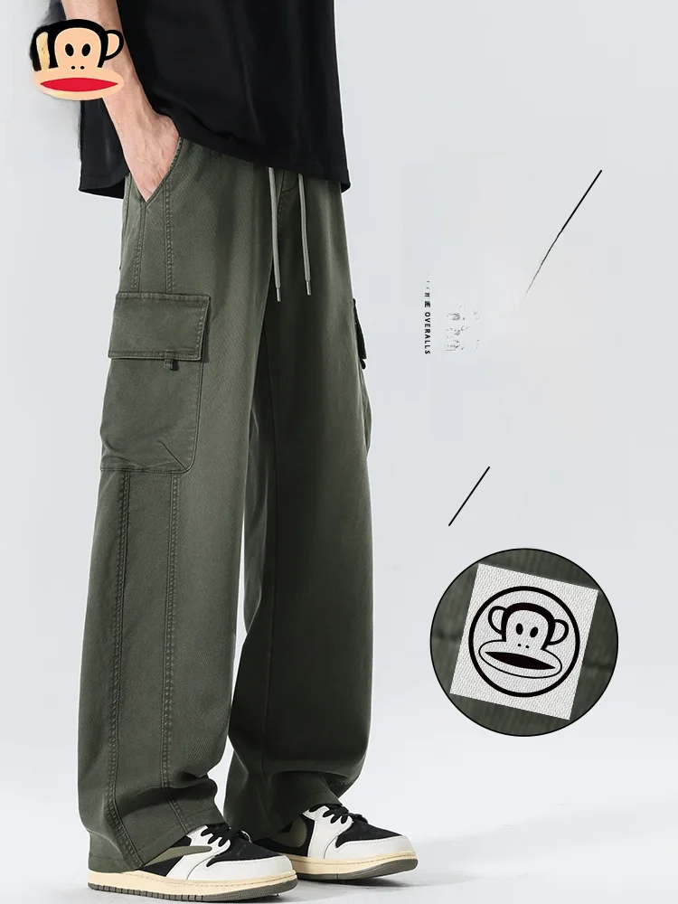 

PaulFrank Men's Casual Pants Thin Military een Loose Long Trousers Spring Summer Workwear Straight Leg ket mid Waist