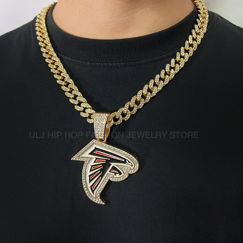 Fashion Bling Hound Pendant Football Chain  Iced out Necklace  With Miami Cuban For Soccer  Sport lover Jewelry