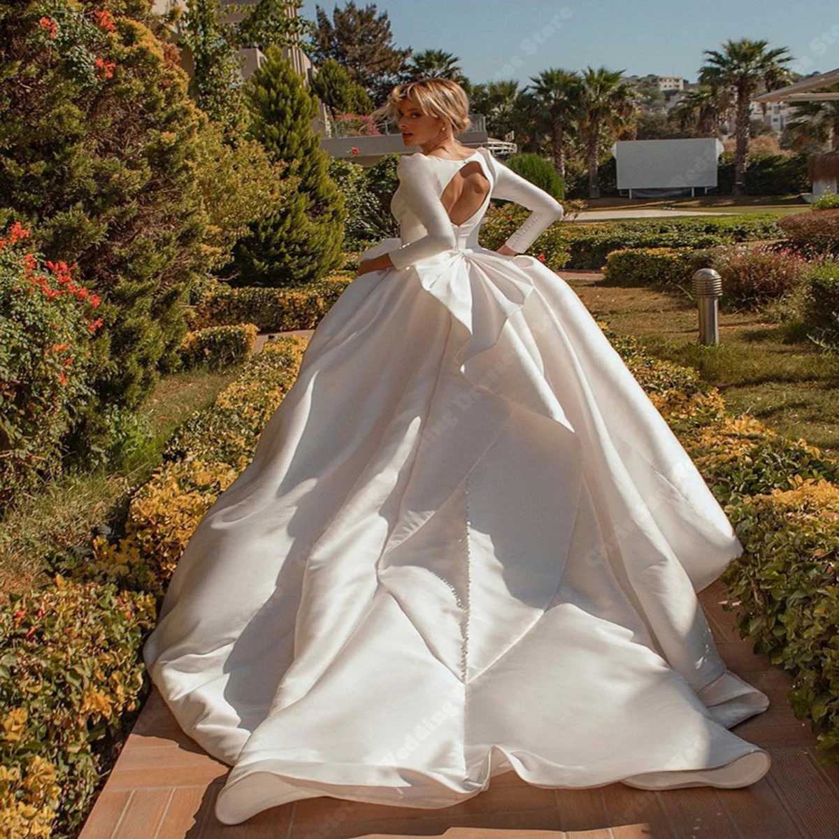 Robe de Mariée Simple en Satin, Tenue de Forme Trapèze, Élégante, Classique et Personnalisée, pour les Patients, Nouvelle Collection 2024