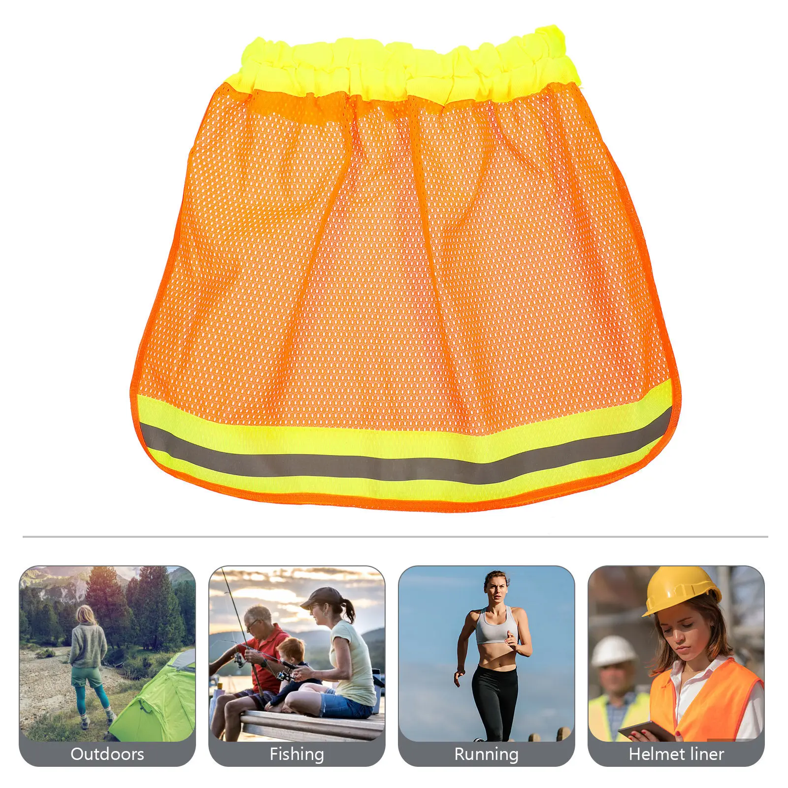 

5Pcs Safety Sunshade Cover Breathable Mesh Neck Shield Reflective Strip Hard Hat Accessory Outdoor Construction High