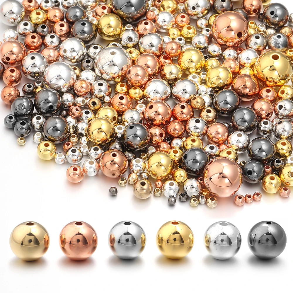 

20-500pcs/lot 3-12mm CCB Ball Beads Gold Color Round Loose Spacer Bead For Making DIY Decoration Handmade Crafts Accessories