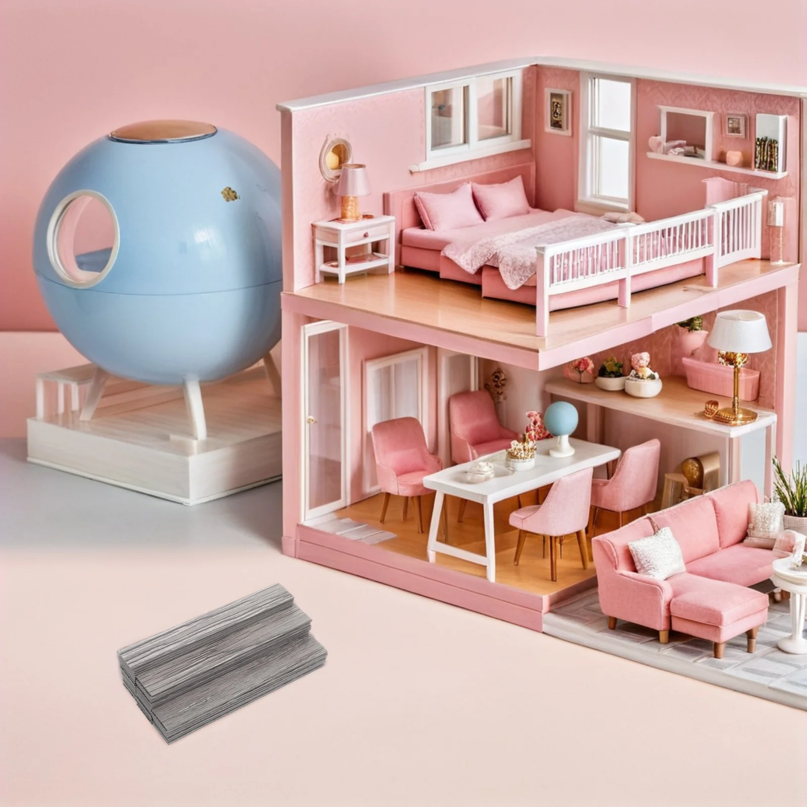 

40 Pcs House Collage Floor Mini Dollhouse Flooring Miniatures Accessories Wood Furniture Self-adhesive Panels