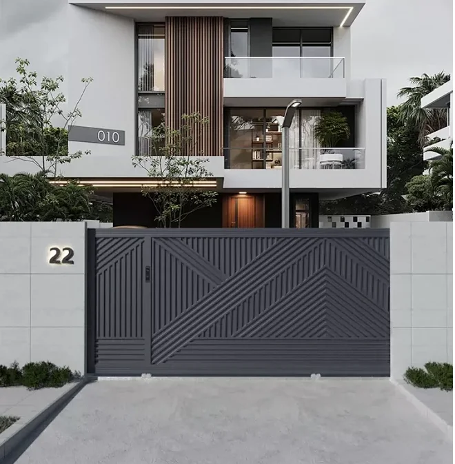 &*Modern Garden Villa Courtyard Gate with Heavy Duty Structure and Decorative Details for Elegant Villa Courtyard Entrance Gate