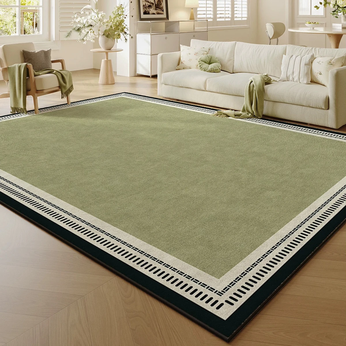 Vintage Green Minimalism Living Room Carpet Large Area Rugs Bedroom Floor Mats Soft Plush Machine-washable Rug Ковер В Гостиную