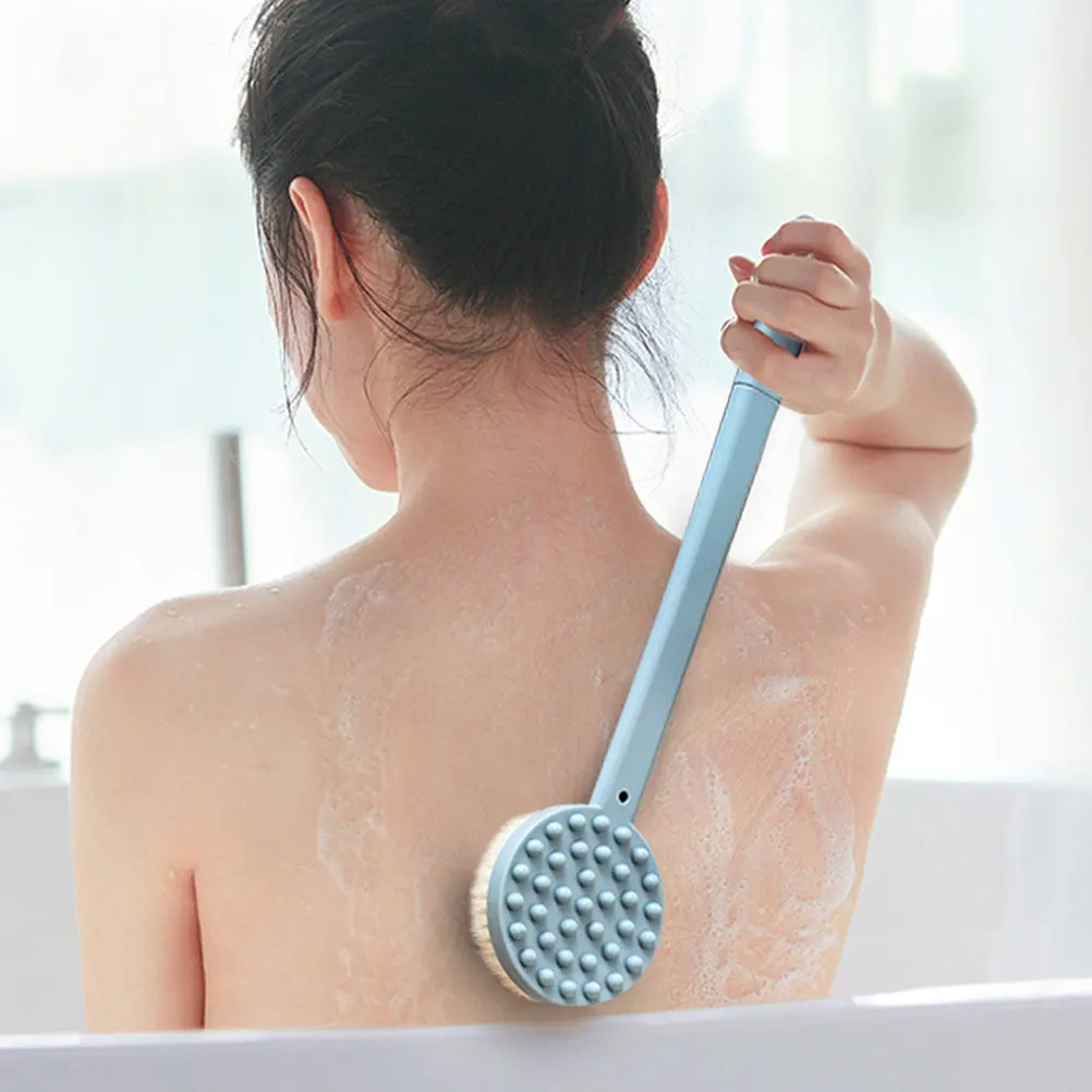 

2Pcs Bathing Brushes Double-Sided Long Handle Exfoliating Soft Bristles Deep Cleaning Back Massage Bathing Accessories