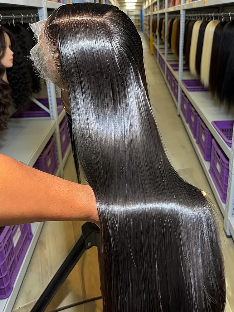 

Парик из 100% натуральных бразильских волос, прямой, с HD-кружевной передней частью 13x6, плотность 300, длина 30-40 дюймов, для женщин