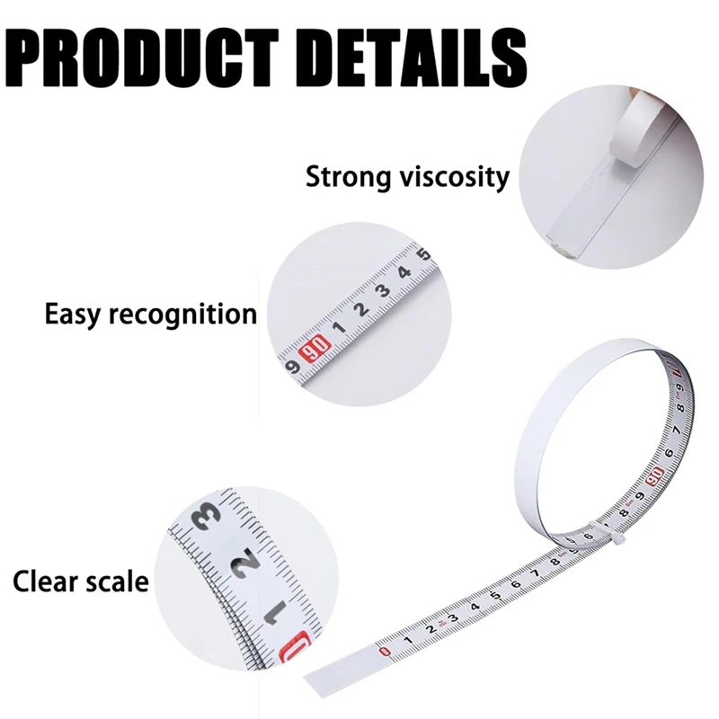 3-Piece Self-Adhesive Tape Measure, 39Inch Left And Right Metal Metric Tape Measure, 78Inch Center To Side Reading Tape