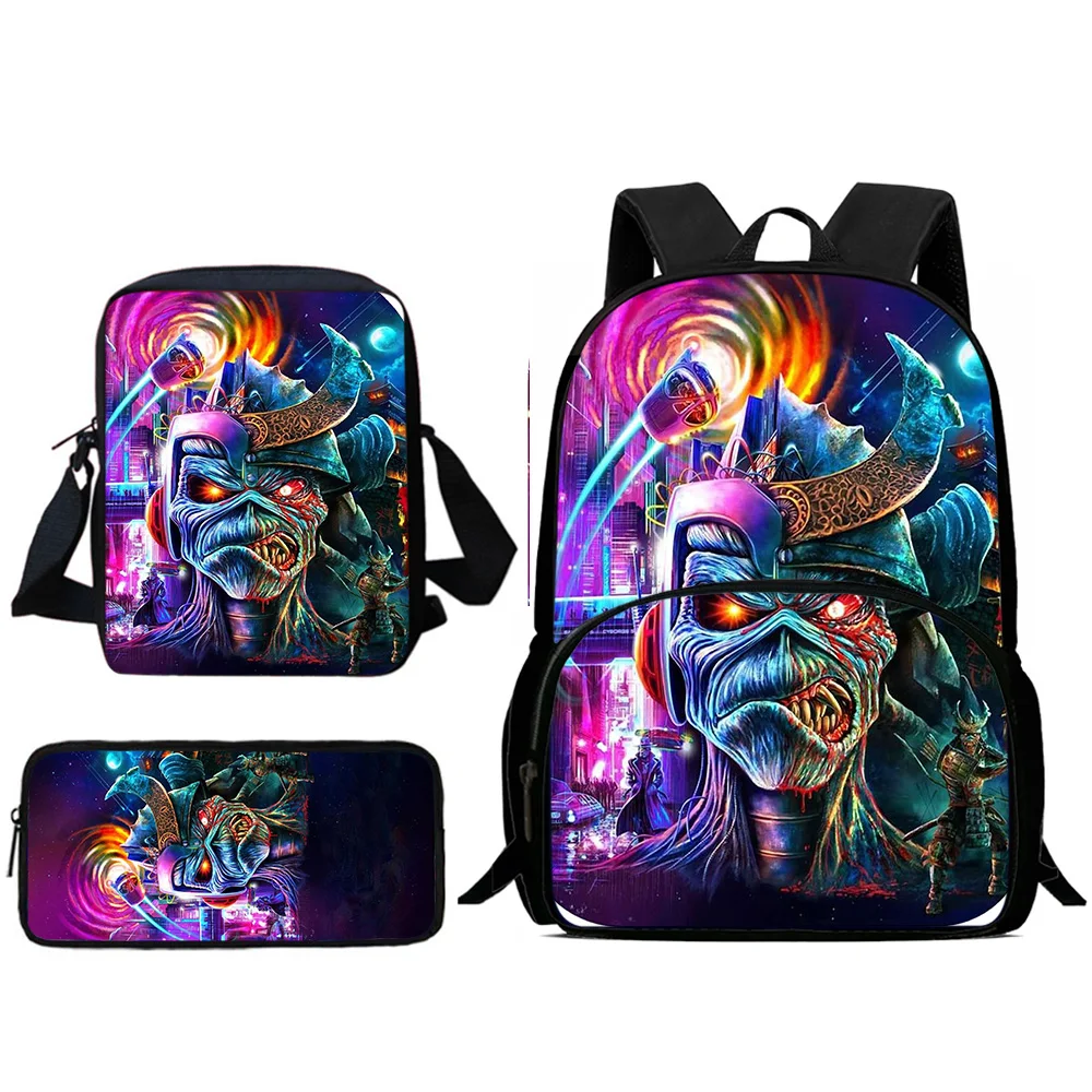 เด็กกระเป๋าเป้สะพายหลังโลหะ M-maidens Band I-irons กระเป๋าสะพายดินสอนักเรียนขนาดใหญ่ความจุกระเป๋าสําหรับชายหญิงที่ดีที่สุดของขวัญ